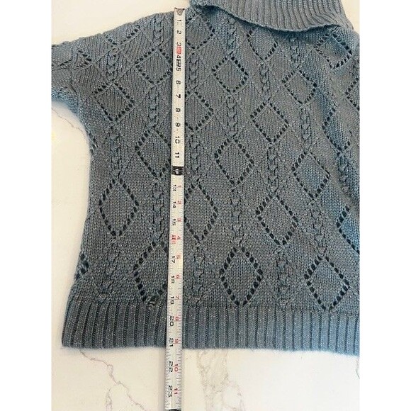 Loft Women's Cropped Cowl Neck Blue Sweater Size Small New With Tags - Picture 9 of 11